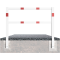 Stationary access barriers | welded | with top and quarter-bent bar | hot-dip galvanized and white coatedwith red reflecting stripes | total width: 1500 mm